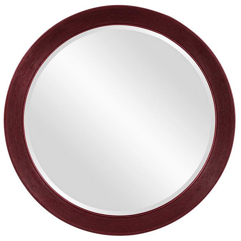 Image 1 Howard Elliott Round Glossy Burgundy 36" Beveled Virginia Mirror
