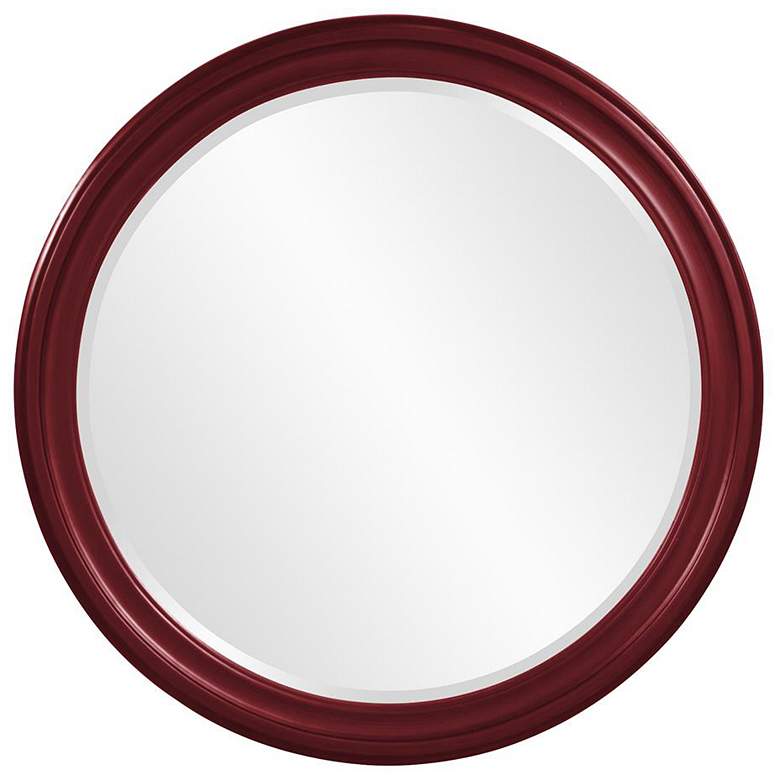 Image 1 Howard Elliott Round Glossy Burgundy 36" Wood Framed Beveled George Mi