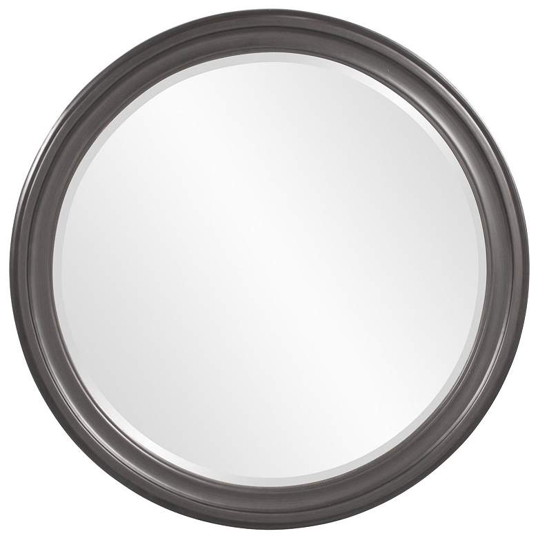 Image 1 Howard Elliott Round Glossy Charcoal 36" Wood Framed Beveled George Mi