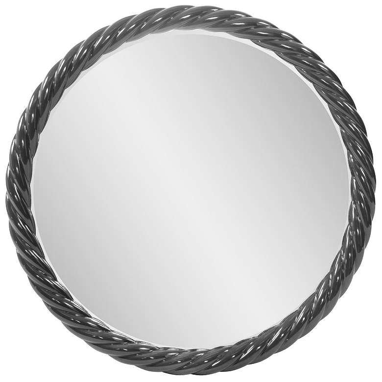 Image 1 Howard Elliott Round Glossy Gray 30" Gita Braided Round Mirror
