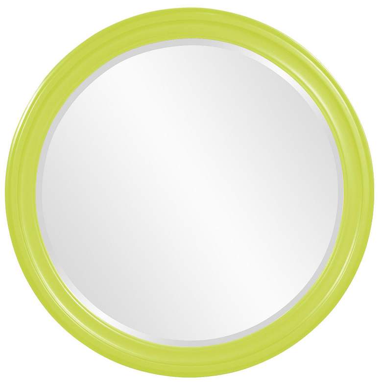 Image 1 Howard Elliott Round Glossy Green 36" Wood Framed Beveled George Mirro