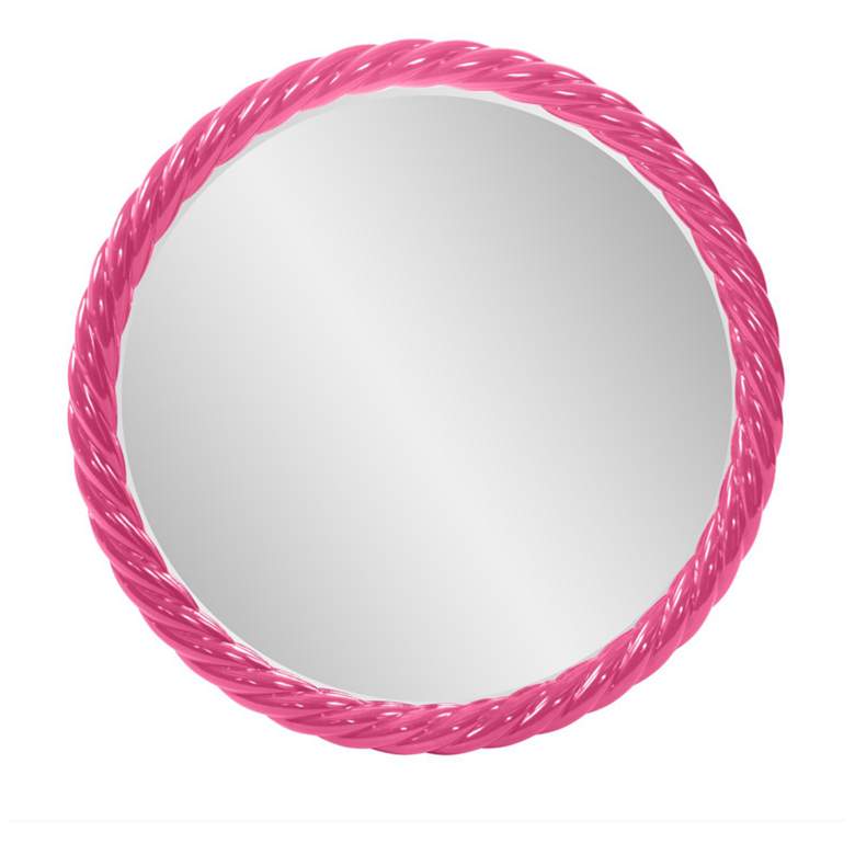 Image 1 Howard Elliott Round Glossy Hot Pink 30" Gita Braided Round Mirror