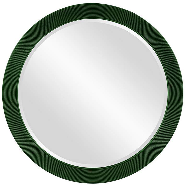 Image 1 Howard Elliott Round Glossy Hunter Green 36" Beveled Virginia Mirror
