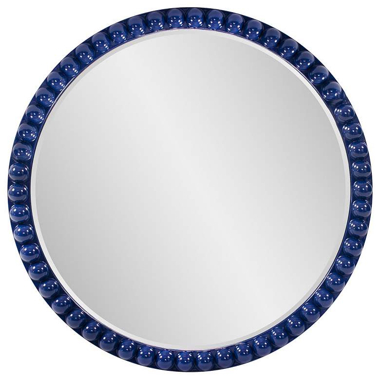Image 1 Howard Elliott Round Glossy Navy 30" Beaded Frame Vasha Varsha Mirror
