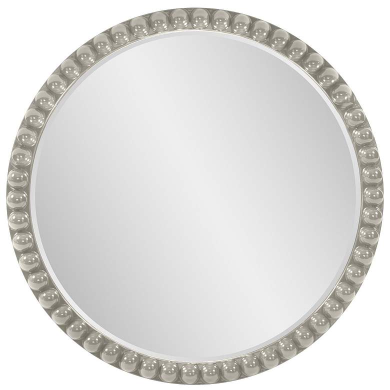 Image 1 Howard Elliott Round Glossy Nickel 30" Beaded Frame Vasha Varsha Mirro