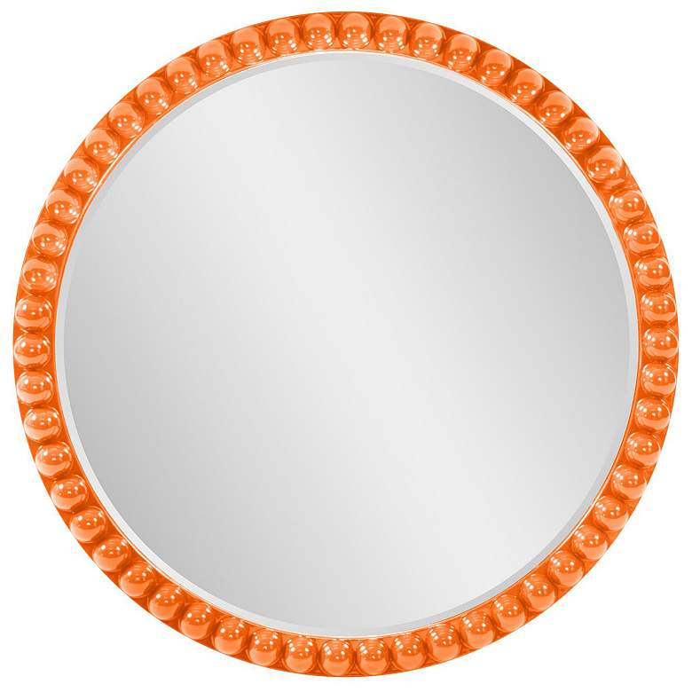 Image 1 Howard Elliott Round Glossy Orange 30" Beaded Frame Vasha Varsha Mirro