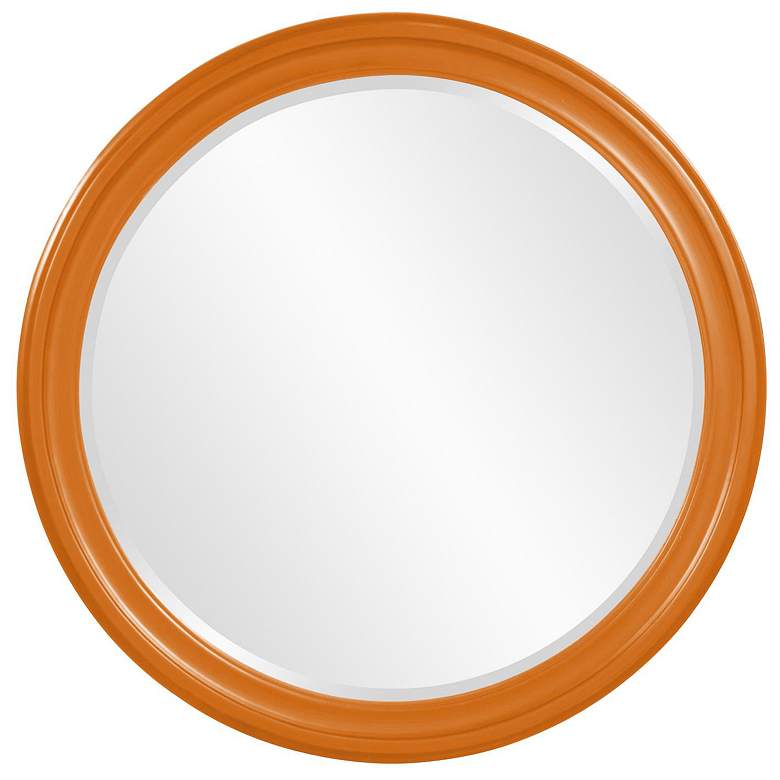 Image 1 Howard Elliott Round Glossy Orange 36" Wood Framed Beveled George Mirr