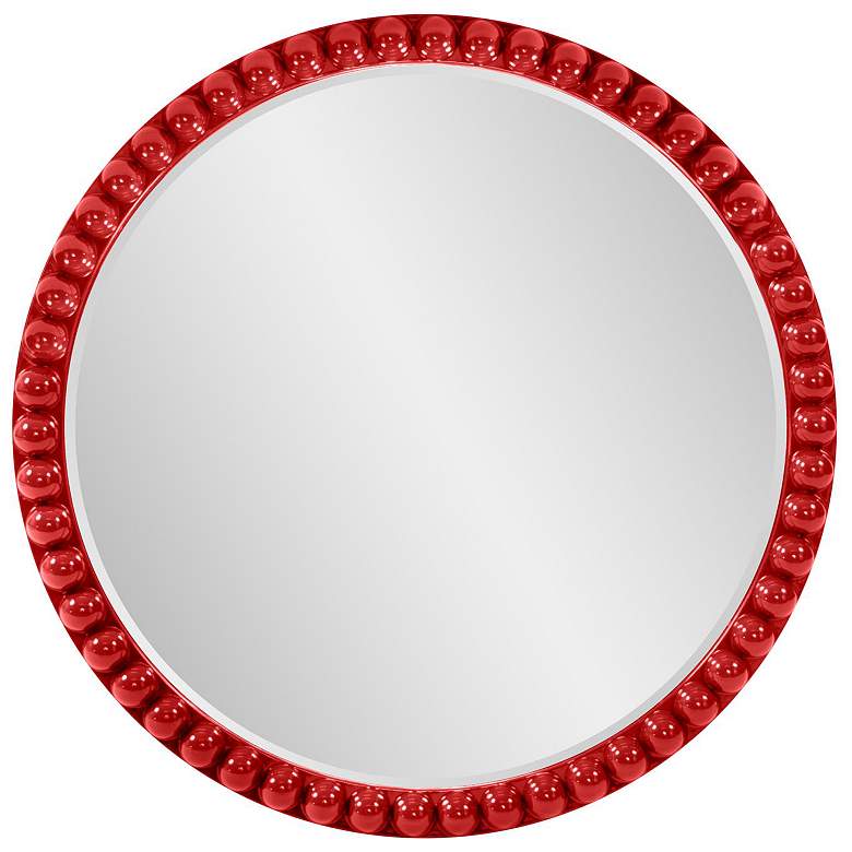 Image 1 Howard Elliott Round Glossy Red 30" Beaded Frame Vasha Varsha Mirror