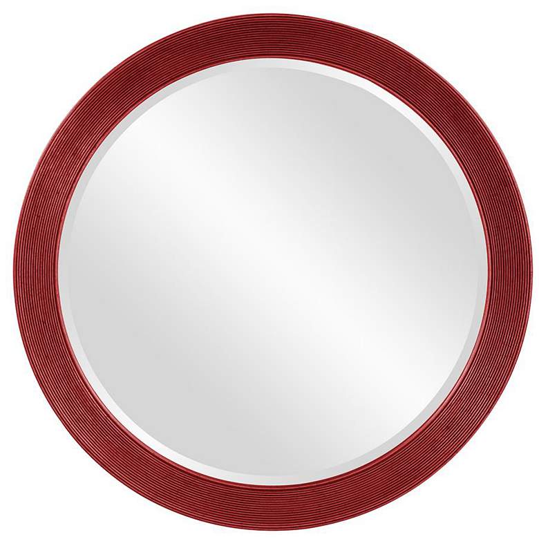 Image 1 Howard Elliott Round Glossy Red 36" Beveled Virginia Mirror