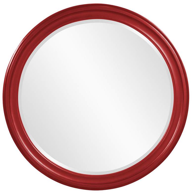 Image 1 Howard Elliott Round Glossy Red 36" Wood Framed Beveled George Mirror