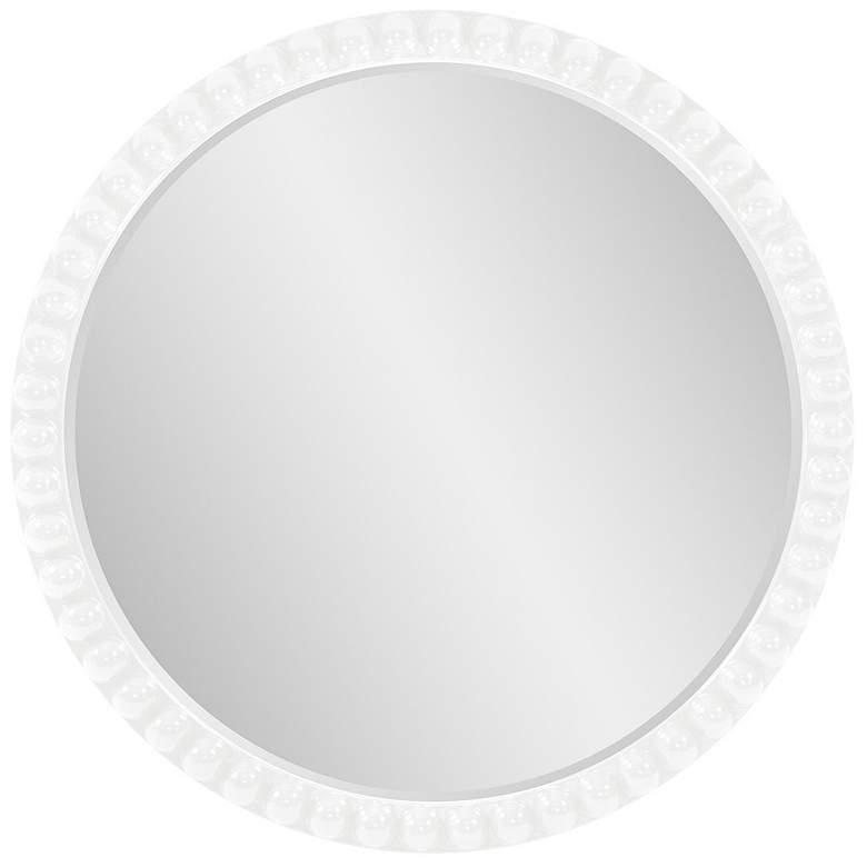 Image 1 Howard Elliott Round Glossy White 30" Beaded Frame Vasha Varsha Mirror