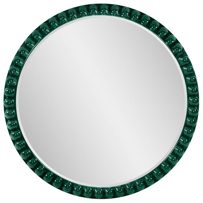Image 1 Howard Elliott Round Hunter Green 30" Beaded Frame Vasha Varsha Mirror