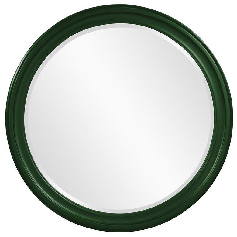 Image 1 Howard Elliott Round Hunter Green 36" Wood Framed Beveled George Mirro