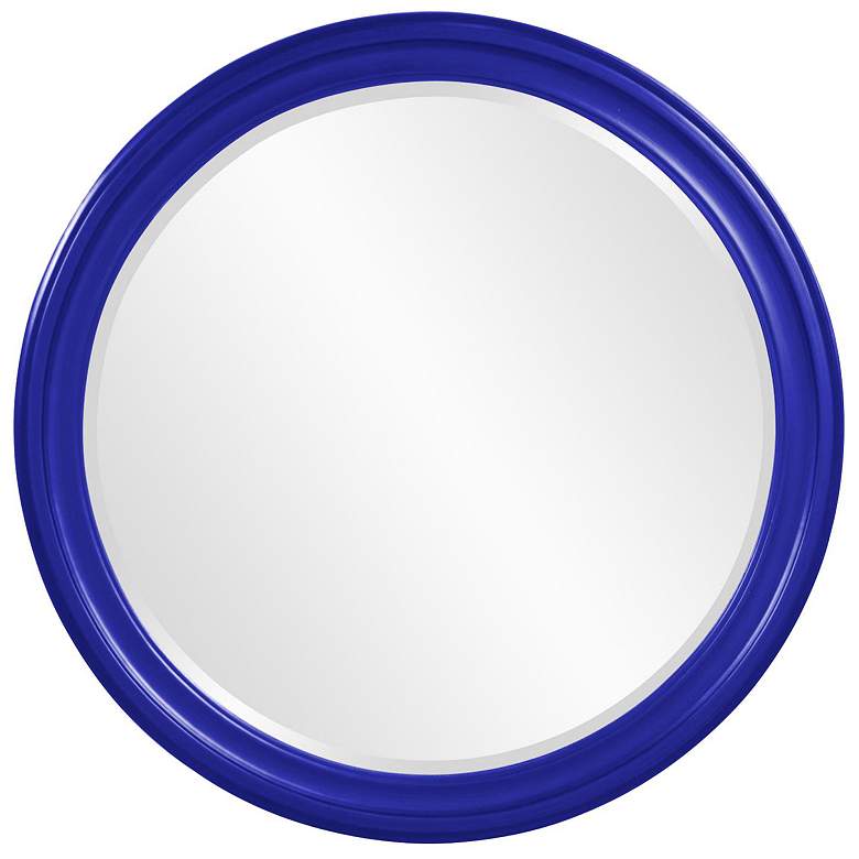 Image 1 Howard Elliott Round Royal Blue 36" Wood Framed Beveled George Mirror