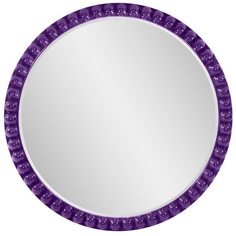 Image 1 Howard Elliott Round Royal Purple 30" Beaded Frame Vasha Varsha Mirror