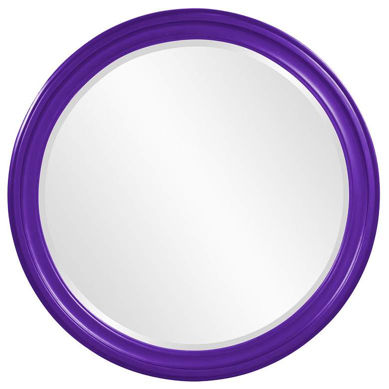 Image 1 Howard Elliott Round Royal purple 36" Wood Framed Beveled George Mirro