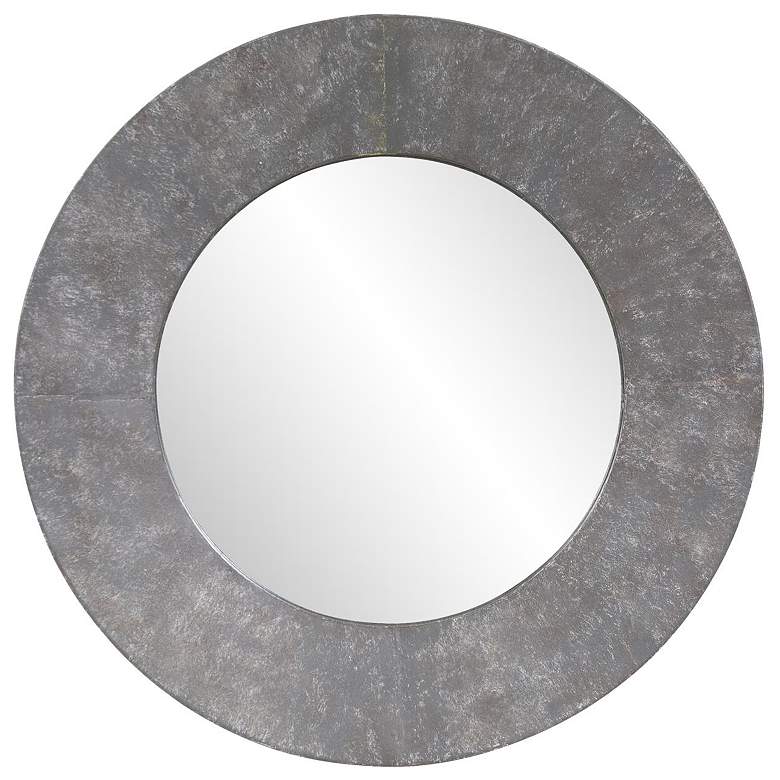 Image 1 Howard Elliott Round Rustic Gray 30" Metal Framed Bolton Mirror