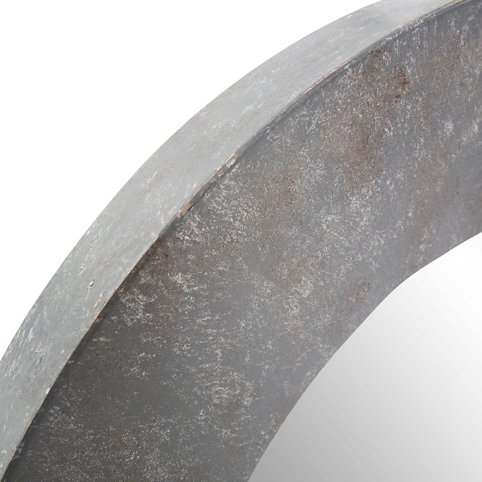 Image 7 Howard Elliott Round Rustic Gray 30" Metal Framed Bolton Mirror more views