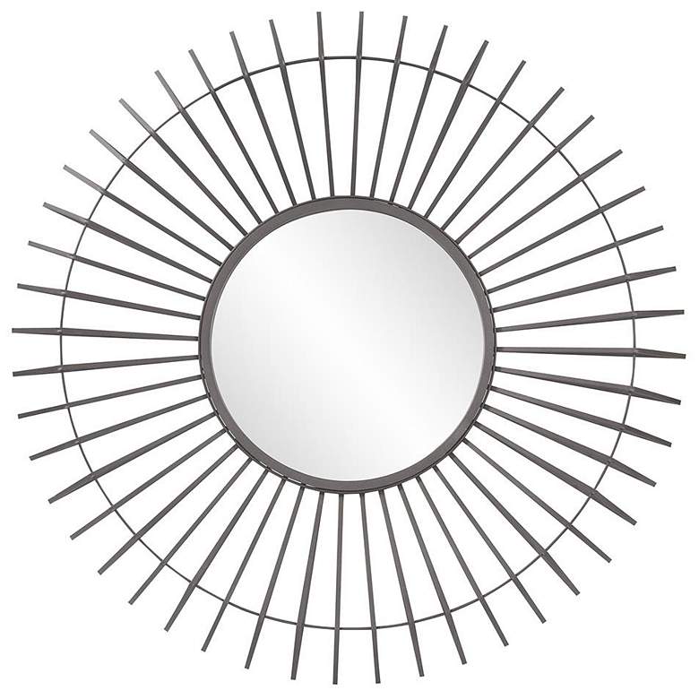 Image 1 Howard Elliott Round Sunburst 42" Iron Framed Kenton Wall Mirror