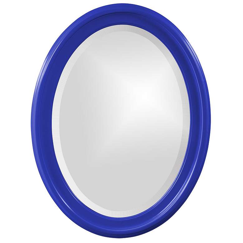 Image 1 Howard Elliott Royal Blue Oval Wood Framed 25"x33" George Mirror
