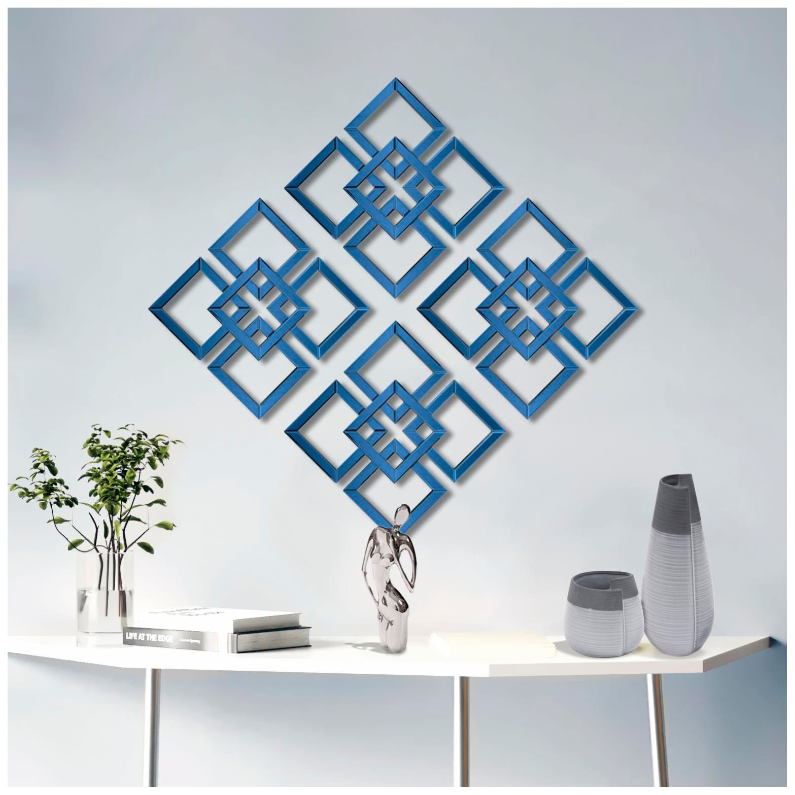 Image 3 Howard Elliott Sapphire Blue Square 16"x16" Landia Wall Mirror more views