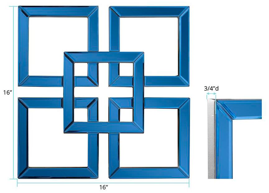 Howard Elliott Sapphire Blue Square 16"x16" Landia Wall Mirror