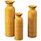 Howard Elliott Set of 3 Striped Yellow Glazed Ceramic Vases