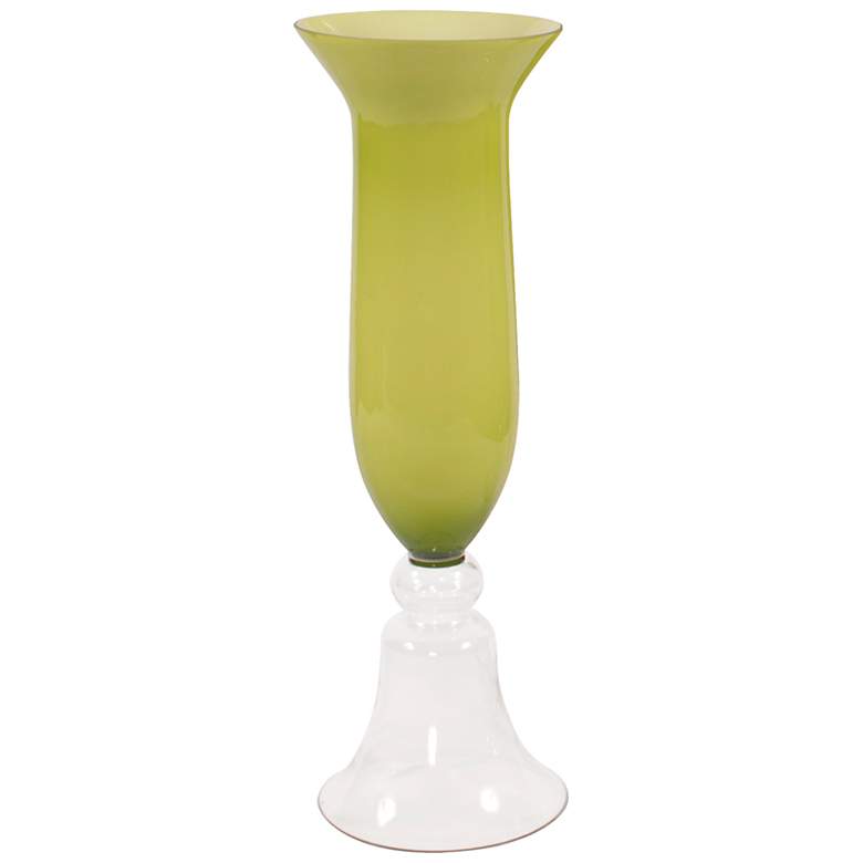 Image 1 Howard Elliott Small Opaque Green Hand-Blown Glass Vase