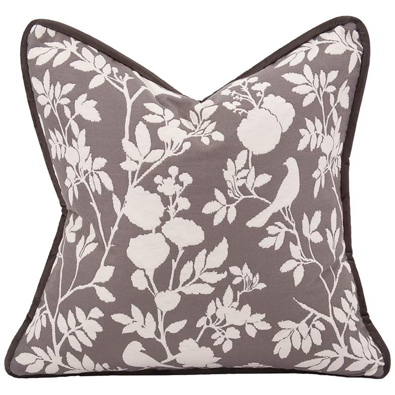 Image 1 Howard Elliott Sparrow Charcoal 20" Square Decorative Pillow