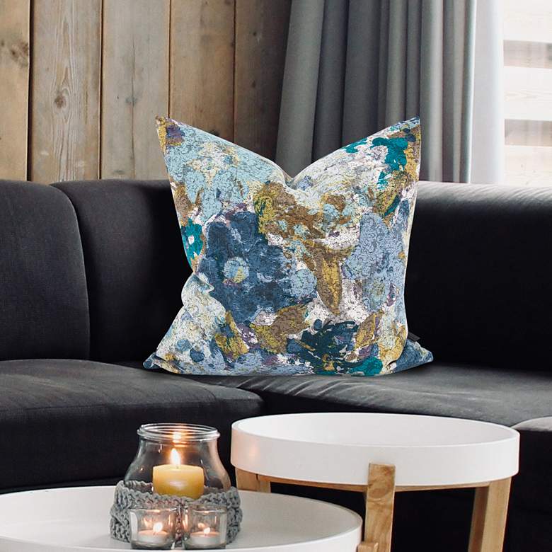 Image 1 Howard Elliott Stanton Turquoise 24" Square Throw Pillow