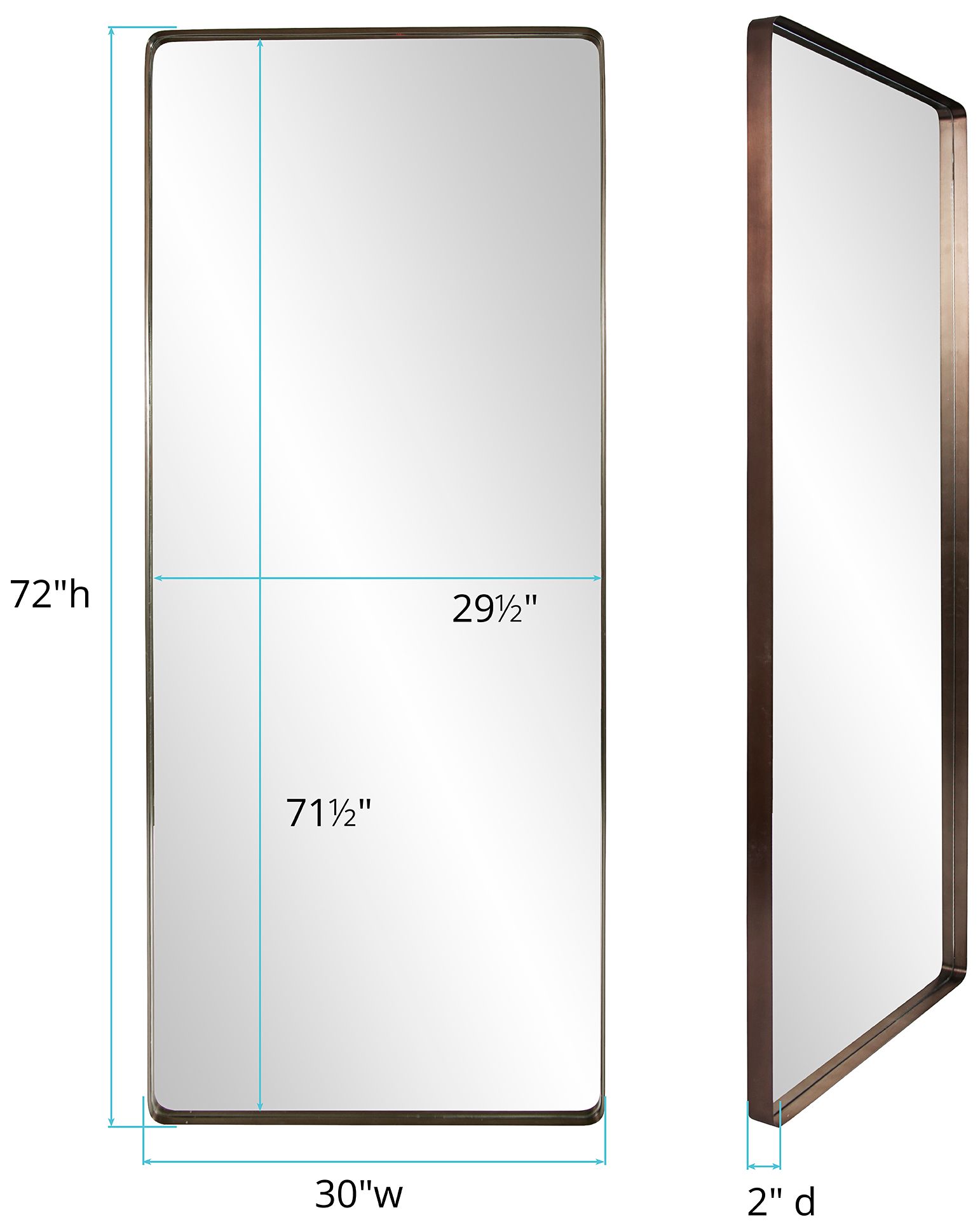 Howard Elliott Steele Brass 30" x 72" Oversized Wall Mirror