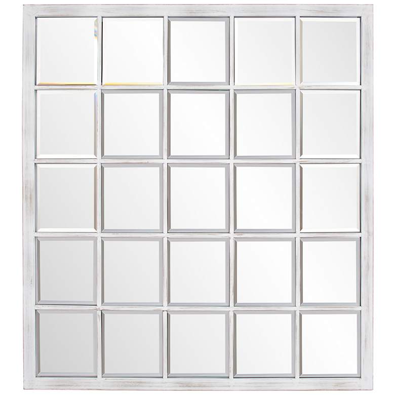 Image 1 Howard Elliott Superior 34" x 38" White Windowpane Wall Mirror