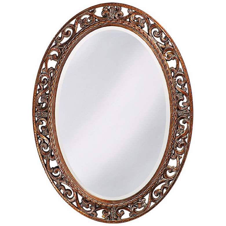 Image 1 Howard Elliott Suzanne Gold 27 inch x 37 inch Oval Wall Mirror