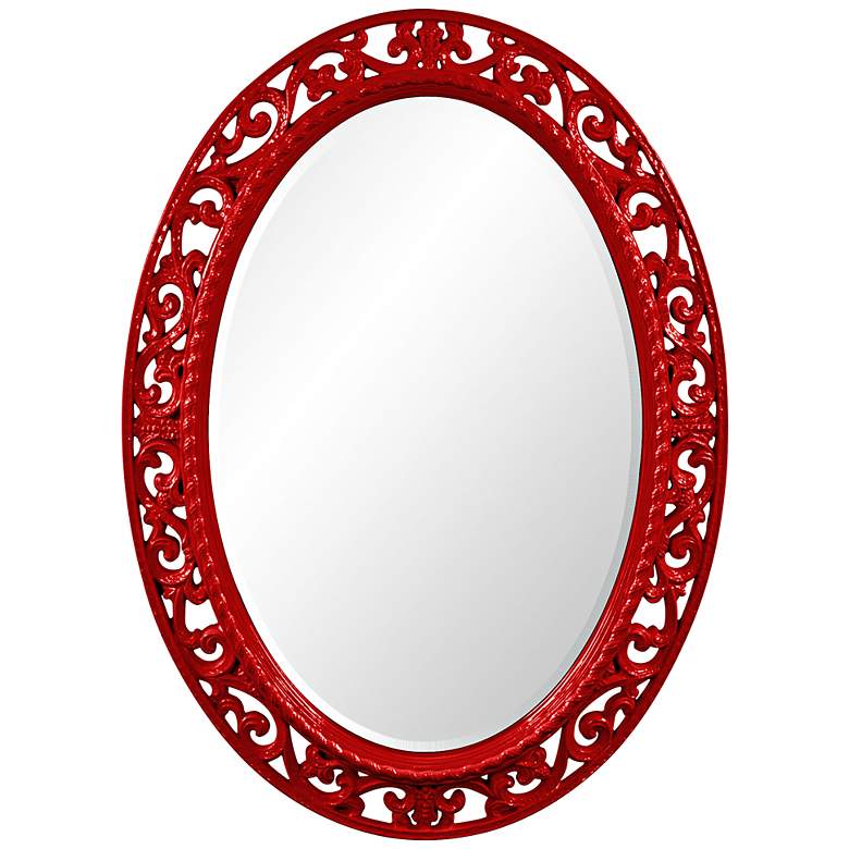 Image 1 Howard Elliott Suzanne Red 27" x 37" Oval Wall Mirror