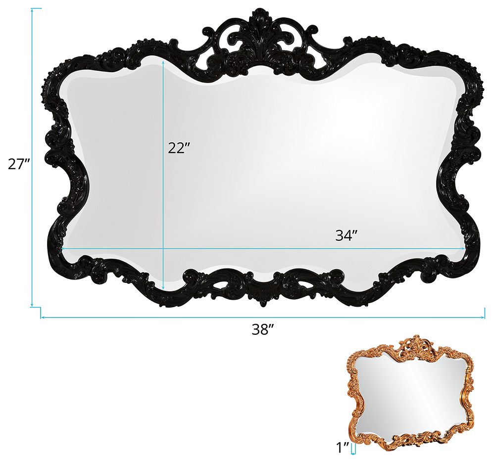 Image 3 Howard Elliott Talida Black 38" x 27" Wall Mirror more views