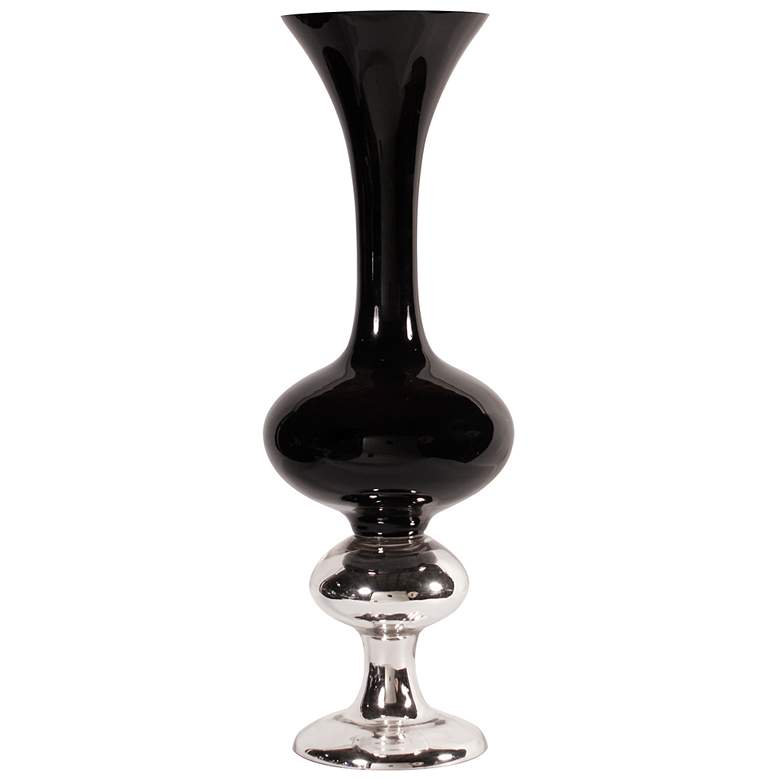 Image 1 Howard Elliott Tall Black Hand-Blown Glass Vase