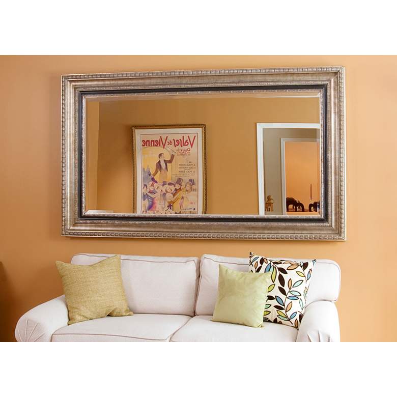 Image 3 Howard Elliott Texan 87" x 51" Oversized Silver Floor Mirror more views