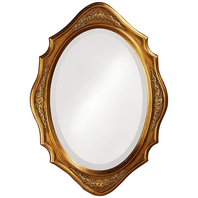 Image 2 Howard Elliott Trafalga Gold Leaf 19" x 27" Oval Wall Mirror