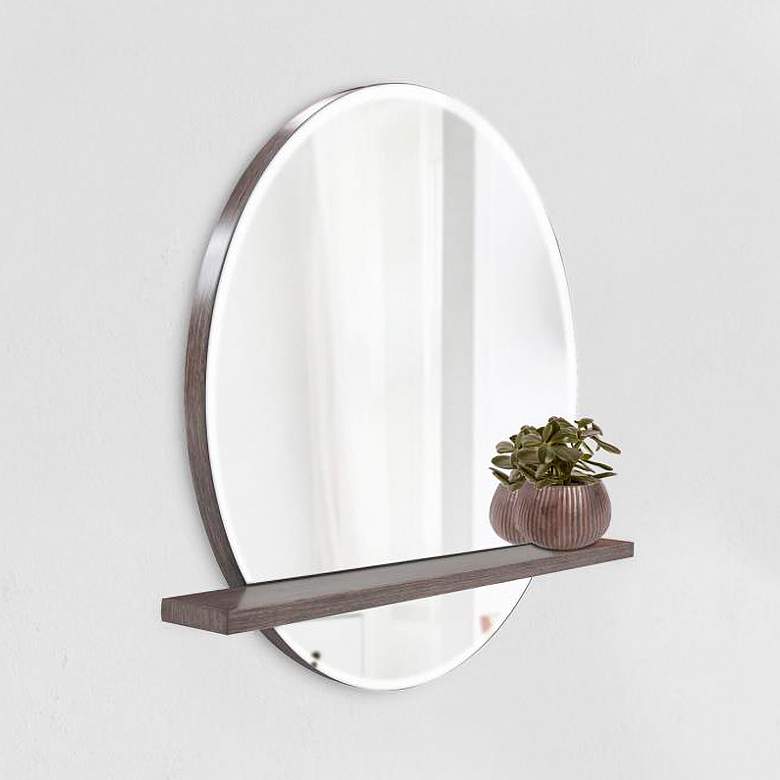 Image 1 Howard Elliott Winston Wood Stain 36" x 32" Wall Mirror