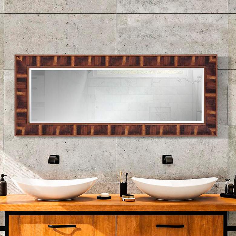 Image 2 Howard Elliott Woodland Wood 23 1/2" x 59 1/2" Wall Mirror
