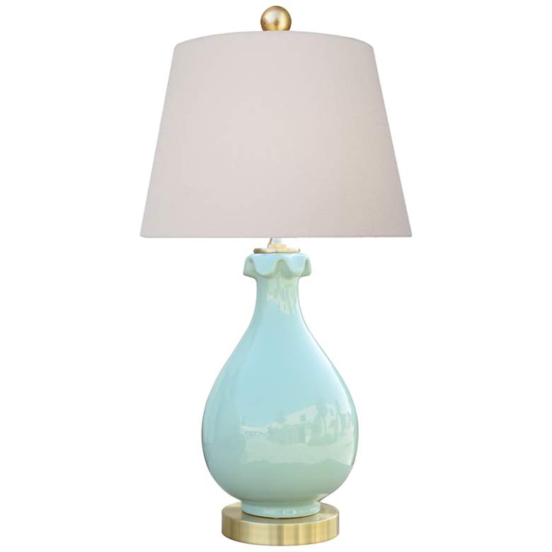 Image 1 Howard Garden Green Porcelain Lotus Vase Table Lamp