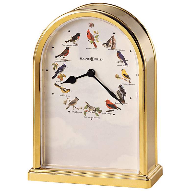 Image 1 Howard Miller 7 1/2" High Songbirds Chiming Table Clock