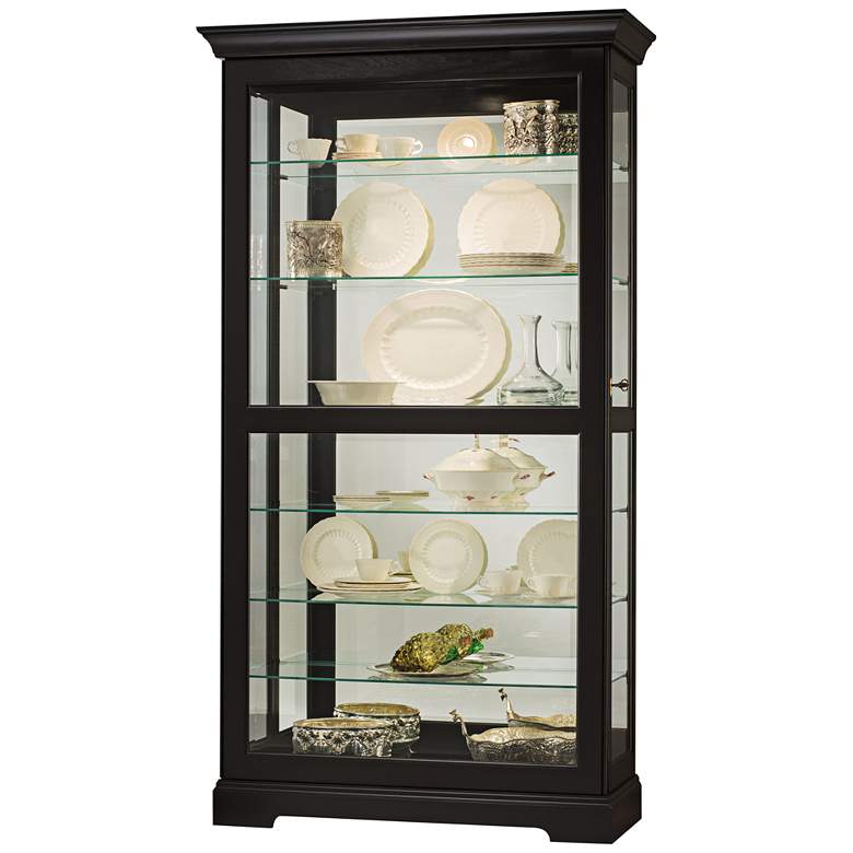 Image 1 Howard Miller 78 1/4" Tyler II Black Satin Curio Cabinet