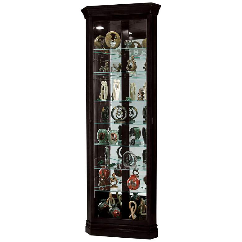 Image 1 Howard Miller 80" Duane Black Satin Corner Curio Cabinet