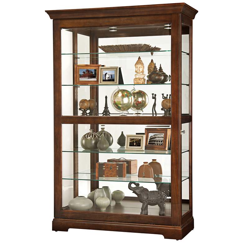 Image 1 Howard Miller 80" Kane Cherry Bordeaux 1-Door Curio Cabinet