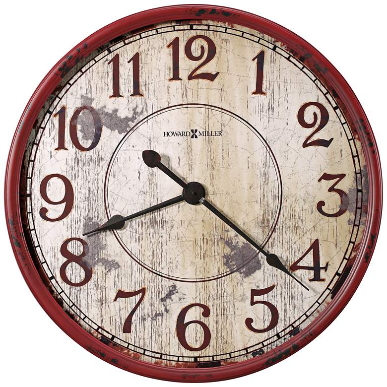 Image 1 Howard Miller Back 32 inch Wide Antique Red Wall Clock