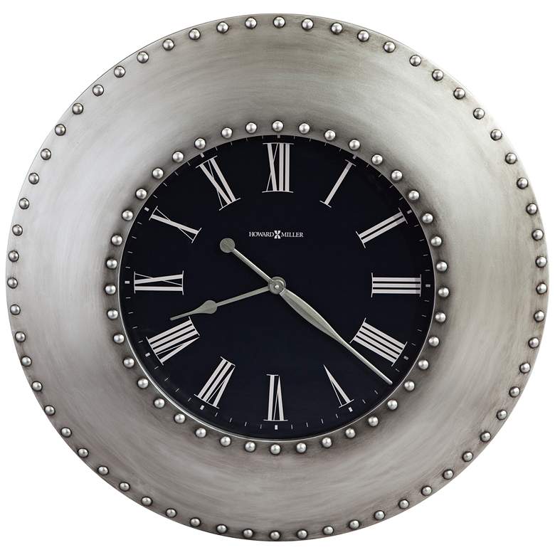 Image 1 Howard Miller Bokaro 33 inch Round Antique Nickel Wall Clock