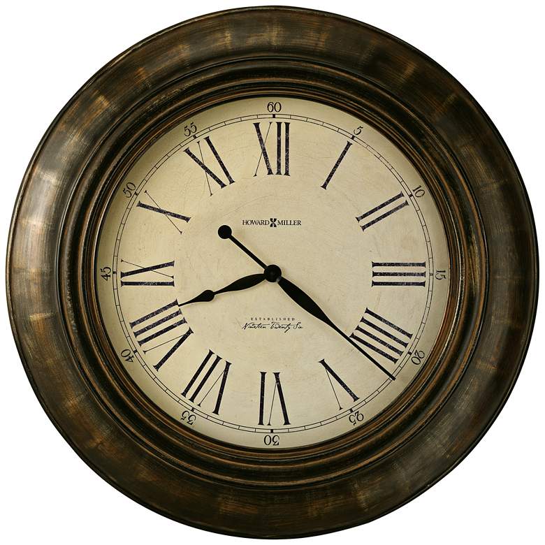 Image 1 Howard Miller Brohman 34 inch Round Warm Brown Wall Clock