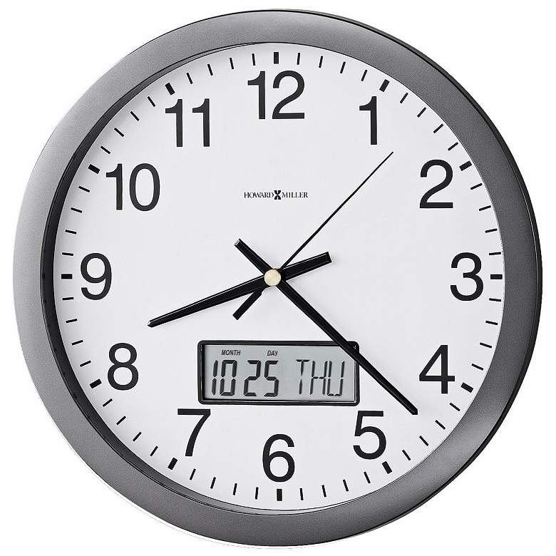 Image 1 Howard Miller Chronicle 14" Wall Clock with LCD Calendar