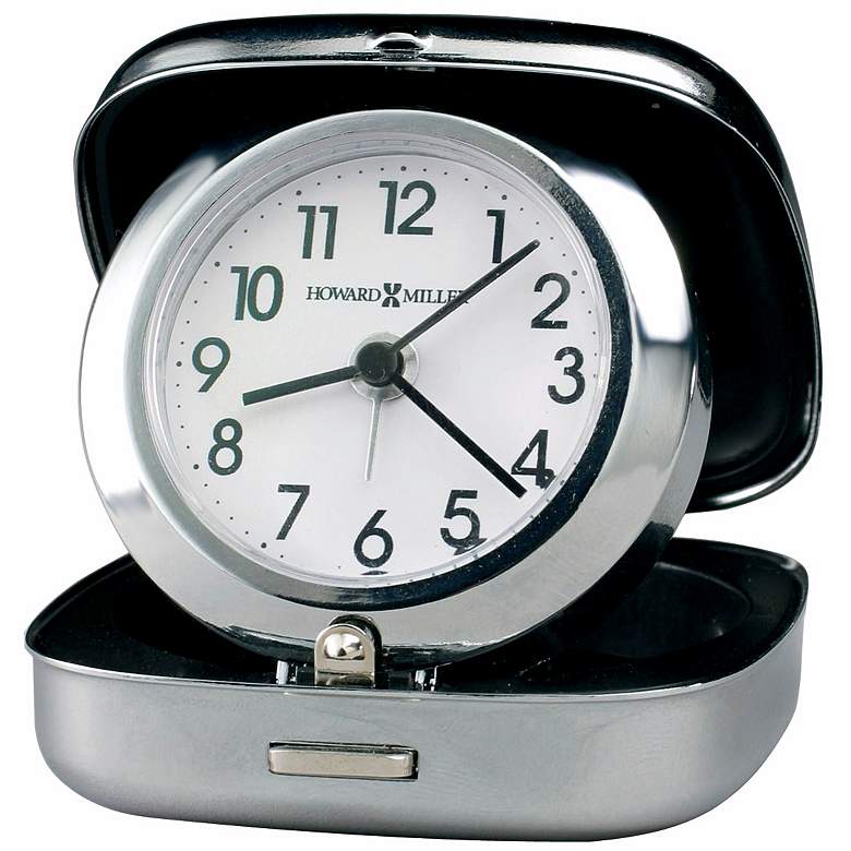 Image 1 Howard Miller Clam Shell 2 3/4 inch High Travel Alarm Clock